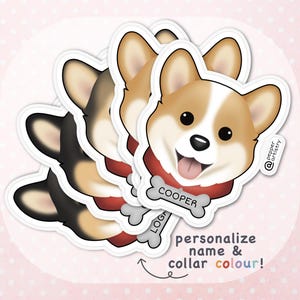 Personalized Corgi Sticker | Corgi Vinyl Sticker with Name