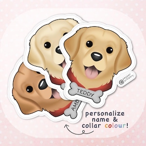 Personalized Golden Retriever Sticker | Golden Retriever Vinyl Sticker with Name