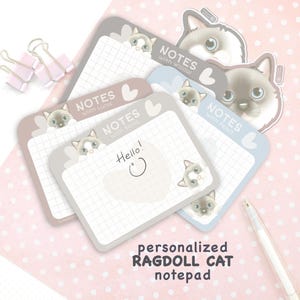 Personalized Ragdoll Cat Notepad | Cute Ragdoll Cat Paper Pad and Sticker
