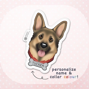 Personalized German Shepherd Sticker | German Shepherd Vinyl Sticker with Name