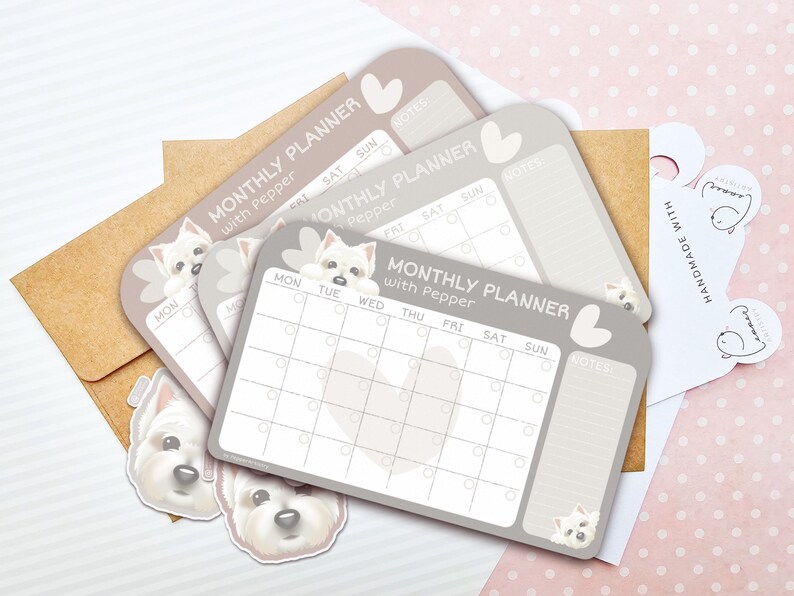 Custom Hand-drawn Pet Monthly Planner • Personalized 5x8 Dog and Cat ...