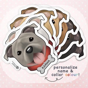 Personalized Staffy Sticker | Staffordshire Bull Terrier Vinyl Sticker with Name