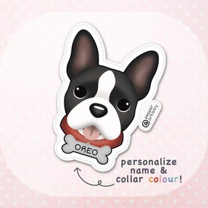 Personalized Boston Terrier Sticker | Boston Terrier Vinyl Sticker with Name