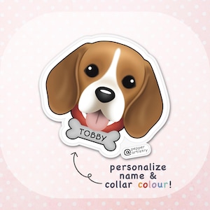 Personalized Beagle Sticker | Beagle Vinyl Sticker with Name