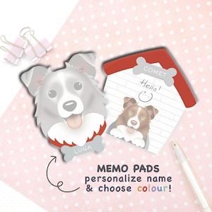 Bloc-notes border collie personnalisé | Joli bloc-notes pour chien border collie avec nom