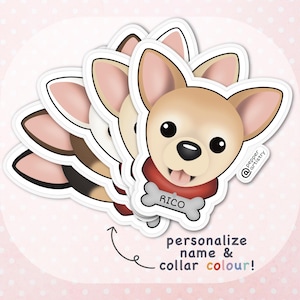Personalized Chihuahua Sticker | Short Haired Chihuahua Vinyl Sticker with Name