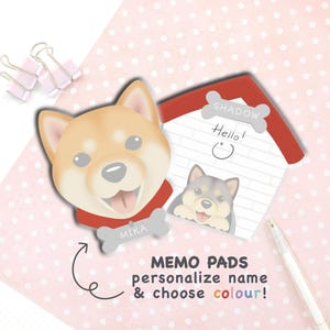 Personalized Shiba Memo Pad | Cute Shiba Inu Dog Notepad with Name
