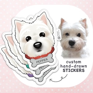Sticker chien dessiné main personnalisé | Adorable autocollant personnalisé en vinyle pour portrait d'animal de compagnie