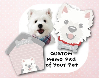 Custom Dog Portrait Memo Pad | Hand Drawn Handmade Pet Notepad Personalized with Name | Unique Gift for Dog Owners and Dog Lovers