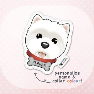 Personalized Westie Sticker | West Highland White Terrier Vinyl Sticker with Name
