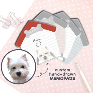 Custom Hand Drawn Dog House Memo Pad | Handmade Pet Notepad Personalized with Name
