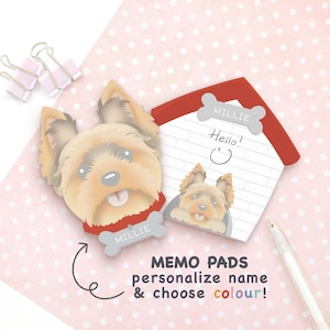 Personalized Yorkie Dog Memo Pad • Yorkshire Terrier Notepad with Name