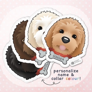 Sticker personnalisé griffonnage | Sticker vinyle Goldendoodle avec nom