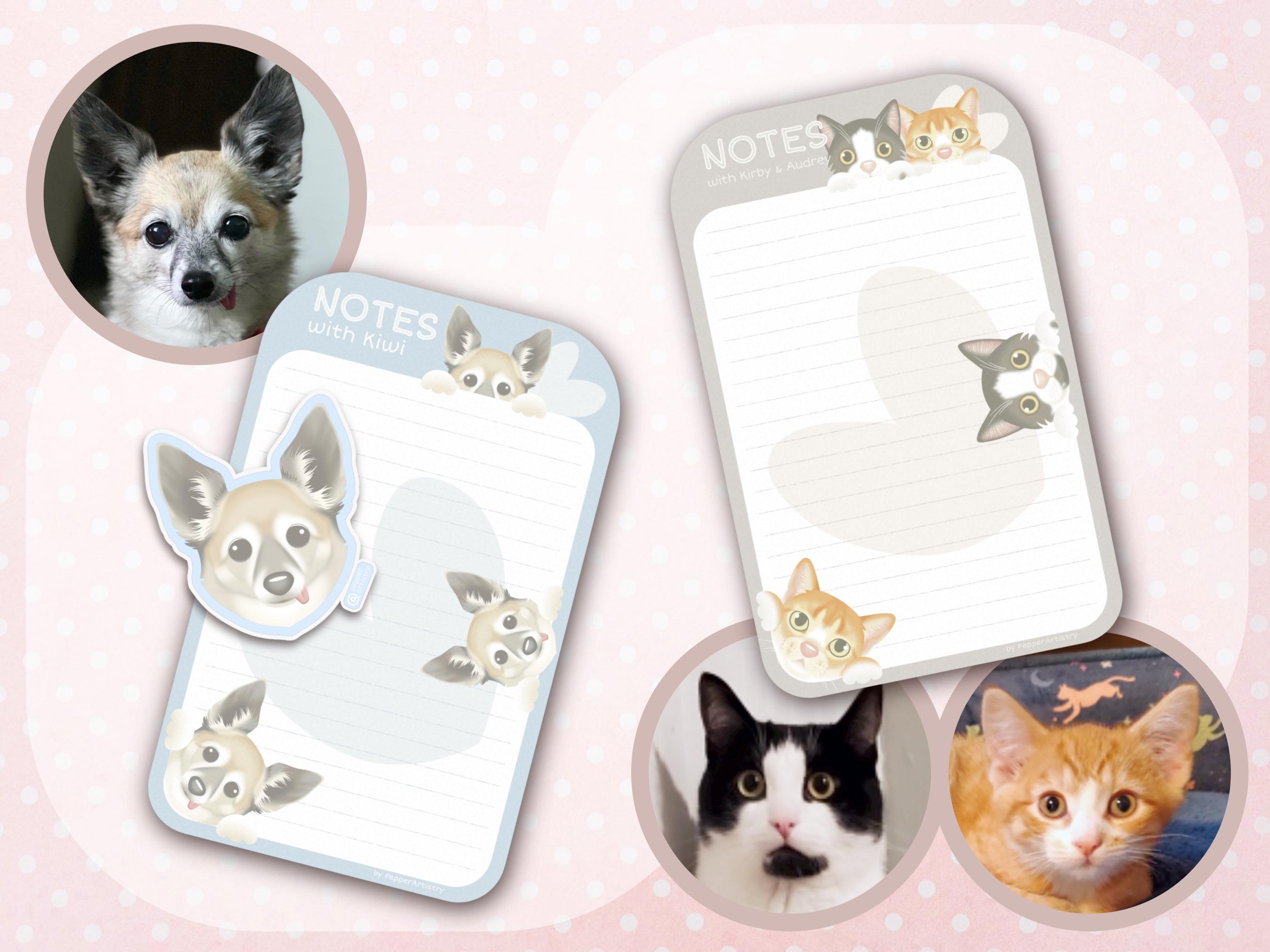 Custom Hand Drawn Pet Notepad • Personalized 5x8 Dog and Cat Paper Pad ...