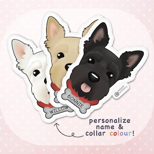 Personalized Scottie Sticker | Scottish Terrier Vinyl Sticker with Name