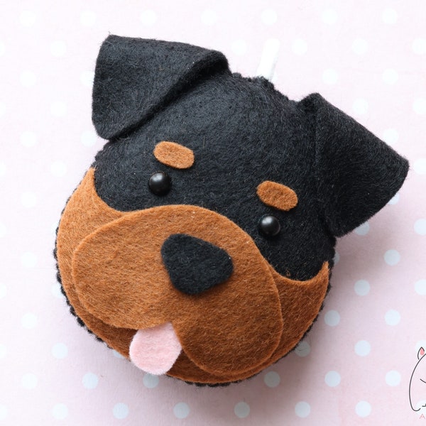 Rottweiler Felt Ornament | Handmade Plush Dog Charm Accessory, Personalized with Name | Unique Gift for Dog Owners