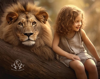 My lion friend - digital file, background, backdrop, for composite photography