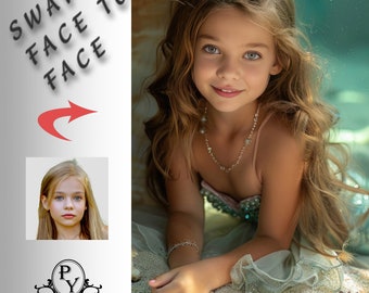 Mermaid 3 - Swap faces, Custom portrait, Personalised image with your photo, Digital file, Ready to print