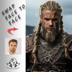 Viking 2 - Swap faces, Custom portrait, Personalised image with your photo, Digital file, Ready to print