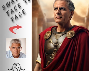 Caesar - Swap faces, Custom portrait, Personalised image with your photo, Digital file, Ready to print