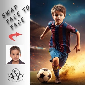 Soccer Football player Swap faces, Custom portrait, Personalised image with your photo, Digital file, Ready to print zdjęcie 1