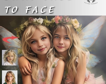 Fairies 2 - Swap faces, Custom portrait, Personalised image with your photo, Digital file, Ready to print