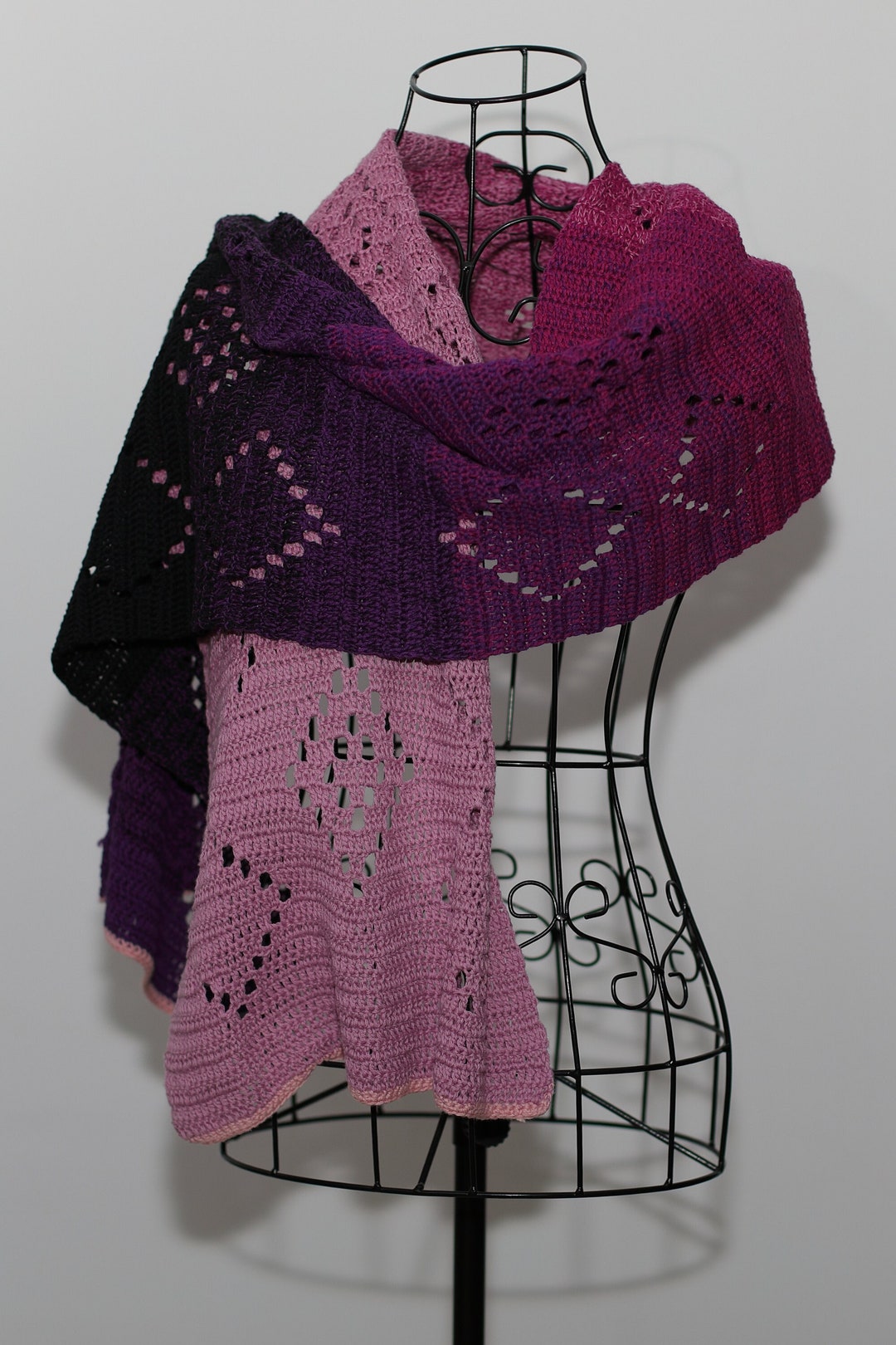 Rectangular Crochet Cotton Shawl Etsy