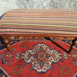 Pouf, Bench, Footstool, Ottoman chair, Wooden pouf, Handmade furniture, Turkish rug bench, Home decor, Dining room bench Boho decor Handmade