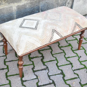 Ottoman kilim bench, Footstool, Wooden pouf, Handmade furniture, Turkish rug bench, Home decor, Bedroom bench, Boho decor, Bedroom pouf
