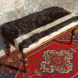 Vintage Kilim tapijt Ottomaanse bank, Voetenbank, Houten poef, Handgemaakt meubilair, stoel, Turkse tapijtbank, Home decor, Boho decor Handgemaakte bank