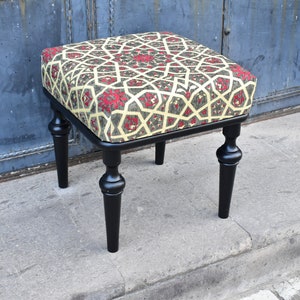 Green Footstool, Ottoman bech, Wooden pouf, Handmade furniture Bedroom bench, Home decor, Bedroom bench, Boho decor, Bohemian decor