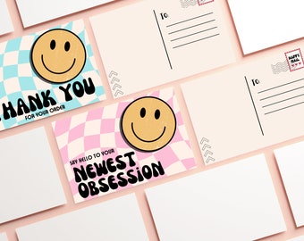 Small Business|Thank You Cards|Instant Download|New Obsession|Printable|Note Cards|Smiley||PNG|PDF|JPG