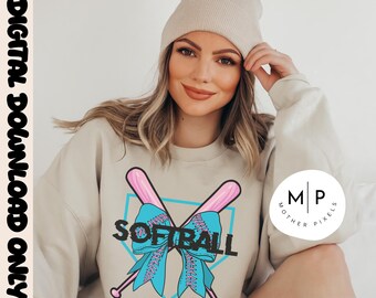 Pink und Blau Glitch png | Softball PNG | Softball Spruch png | Sport | PNG | Nur digitaler Download | Sublimationsdruck | DTF | Softball