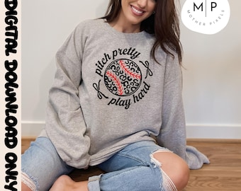 Tonhöhe Pretty Play Hard png | Softball PNG | Softball Spruch png | Sport | PNG | Nur digitaler Download | Sublimationsdruck | DTF | Softball