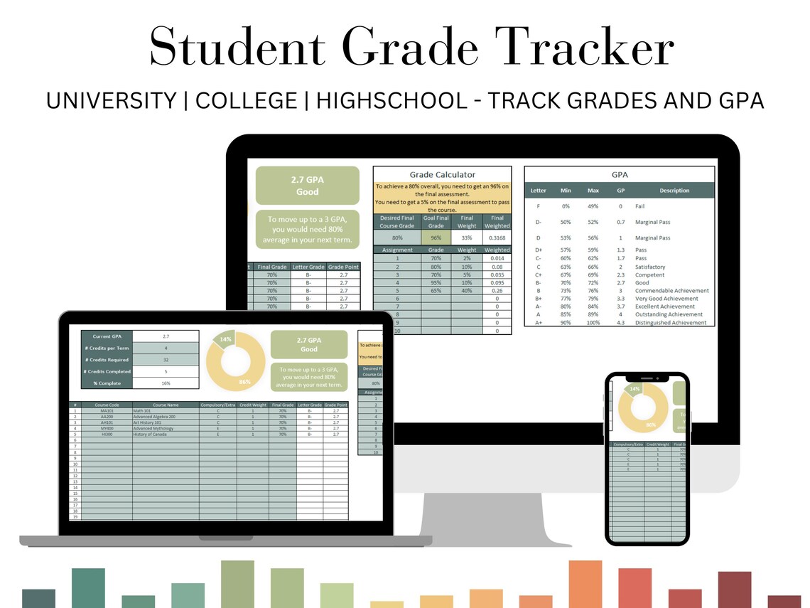 Student Grade Tracker Excel Template Etsy