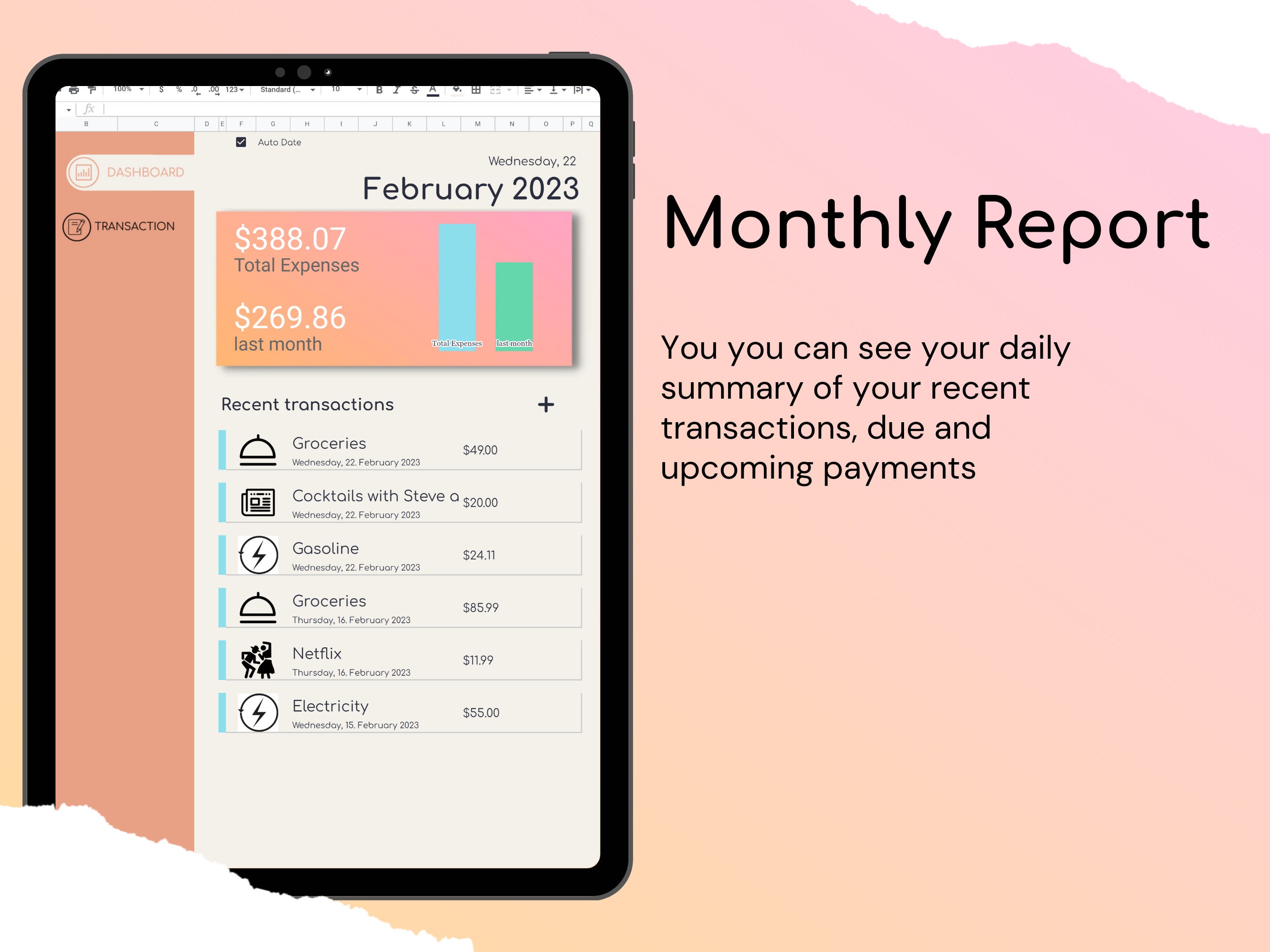 Simple Expense Tracker With Analytic Dashboard - Etsy