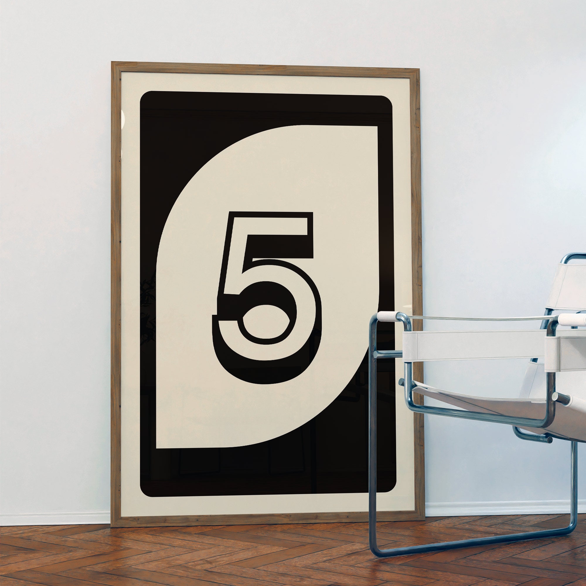 Retro UNO Card Game Poster .: Wall Print Design Featuring UNO 5 in a ...