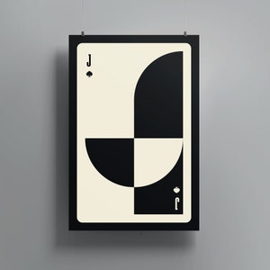 Arte de pared de Jack of Spades / Impresión art déco moderna que presenta la icónica carta Jack of Spades en un diseño atrevido y llamativo • Descarga digital