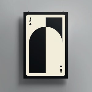 Arte de pared del As de Picas / Impresión art déco moderna que presenta la icónica carta del As de Picas en un diseño atrevido y llamativo • Descarga digital