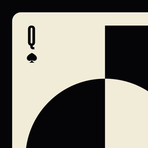 Queen of Spades Art Deco Print: Modern Card Design (Digital Download) image 2
