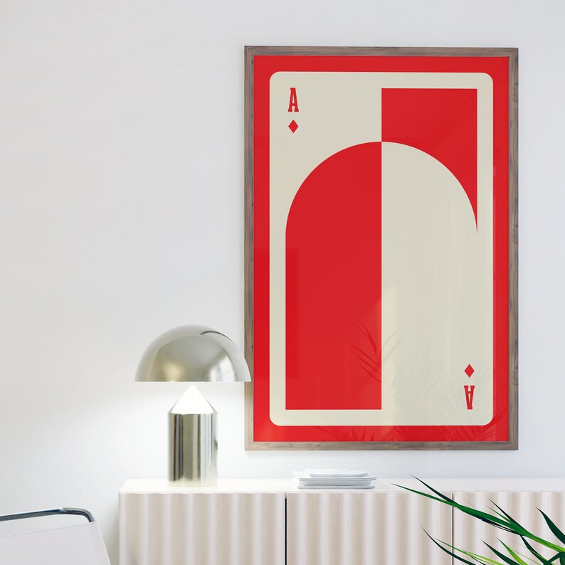 Ace of Diamonds Art Deco Print: Modern Card Design (Digital Download) image 4