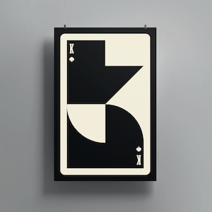 Arte de pared del Rey de Picas / Impresión art déco moderna que presenta la icónica carta del Rey de Picas en un diseño atrevido y llamativo • Descarga digital