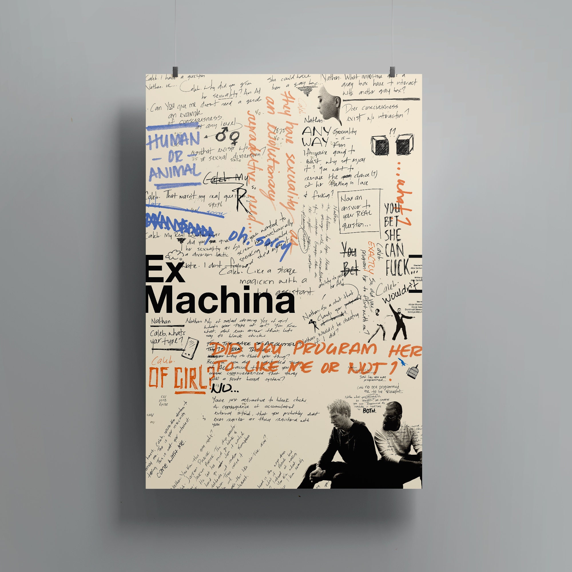 Digital Script Poster Ex Machina Poster | Handwritten Screenplay Scene, Minimalist Sci-fi ...