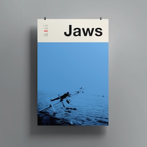 Jaws Inspired Poster | Minimalist Retro Movie Art, Digital Wall Print, Iconic Film Decor