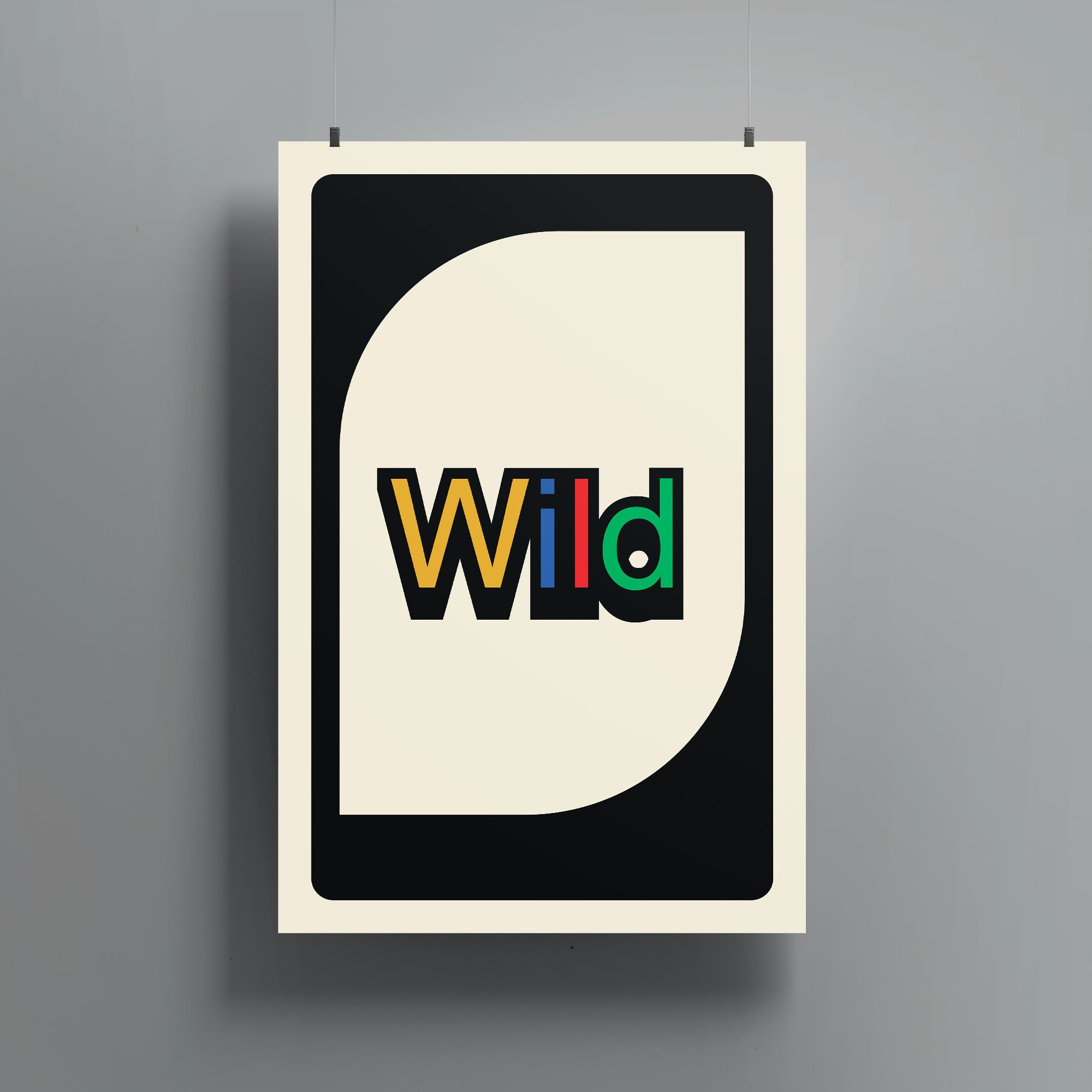 UNO Card Game Poster wild Art .: Retro Art Print Featuring Black UNO Card  With the Iconic wild Card Design Unique Gift 