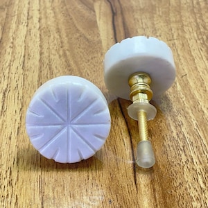 Maçaneta de armário de pedra esculpida em mármore branco / Puxador de gaveta de pedra de cozinha / Puxador de armário / Maçaneta de porta / Puxador de gaveta / Puxador de armário / Puxador