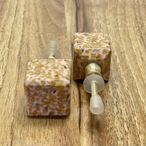 Pink Terrazzo Door Knob / Stone Drawer Pull / Cabinet Handle / Drawer Knob / Furniture Knob / Cabinet Knob / Natural Stone Cabinet Knob