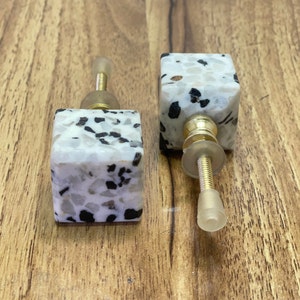 White Terrazzo Door Knob / Stone Drawer Pull / Cabinet Handle / Drawer Knob / Furniture Knob / Cabinet Knob / Natural Stone Cabinet Knob