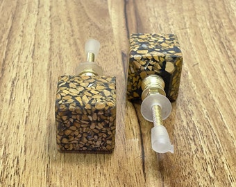 Handmade Terrazzo Cabinet Knob, Geometric Stone Drawer Pull