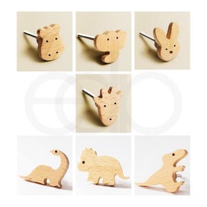 Wooden Animal Dresser Knob: Nursery Drawer Pull - Bear, Bunny, Dinosaur